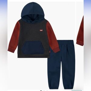 NWT Levi's Colorblock Charcoal Navy Red Kids hoodie Set